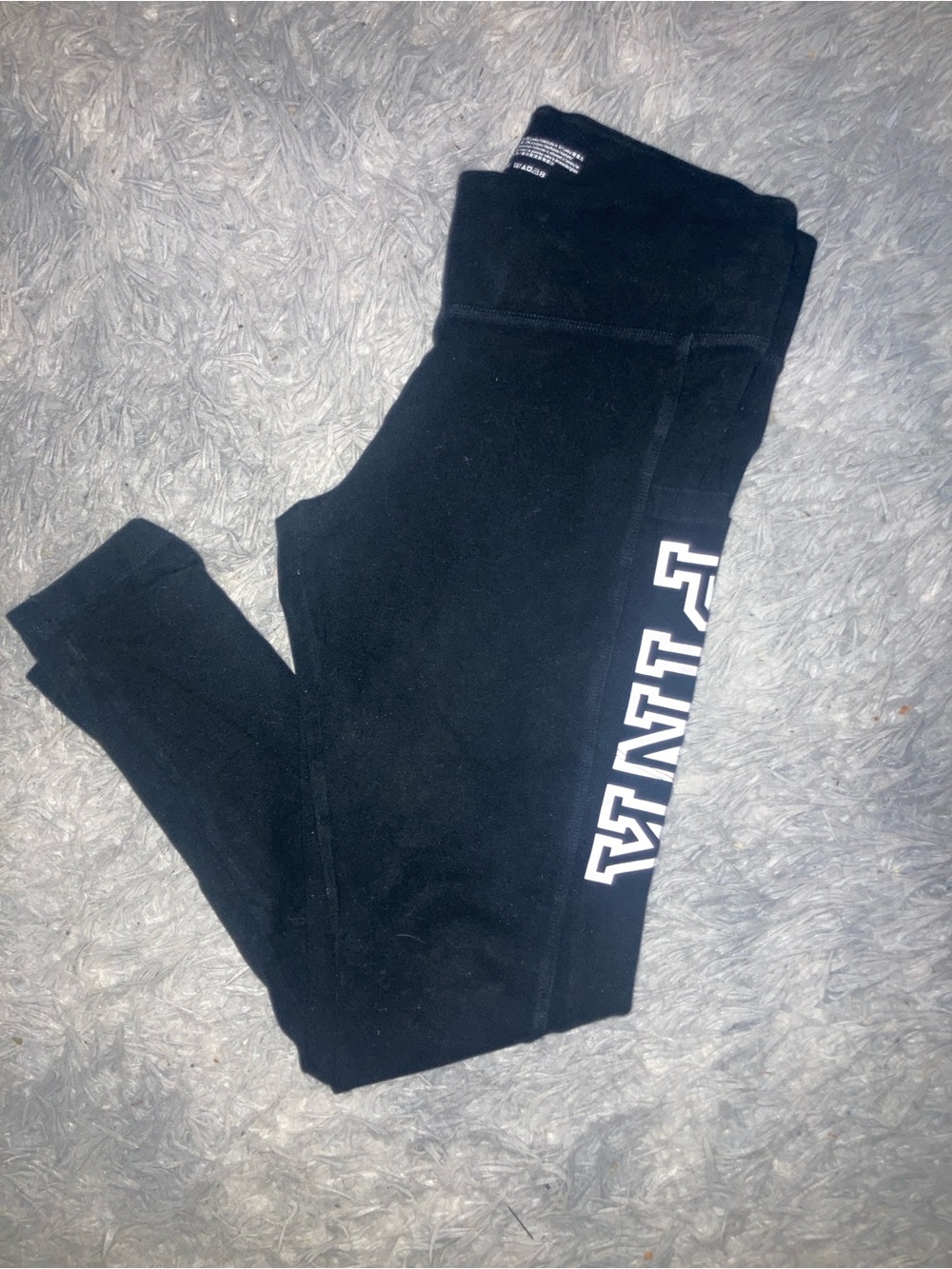 PINK Y2K Victoria's Secret Black Yoga Leggings with White Side Logo